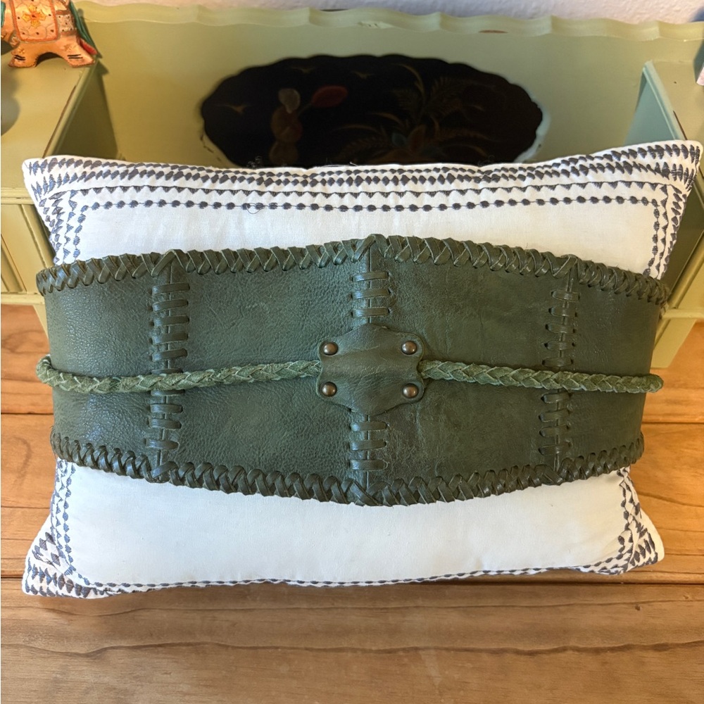 Free People Green Leather Corset Braided Belt